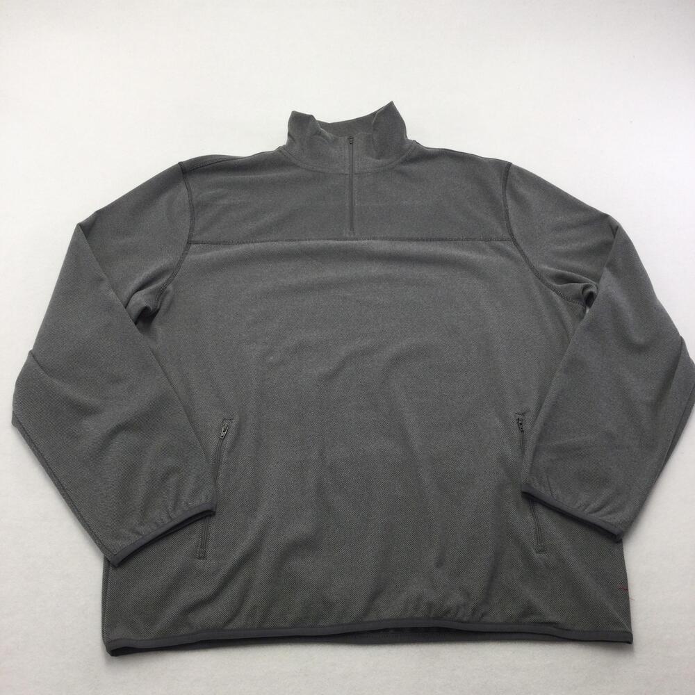 Daniel Buchler Pullover Mens 2XL Gray 1/4 Zip Mock Neck Knit Pockets Stretch